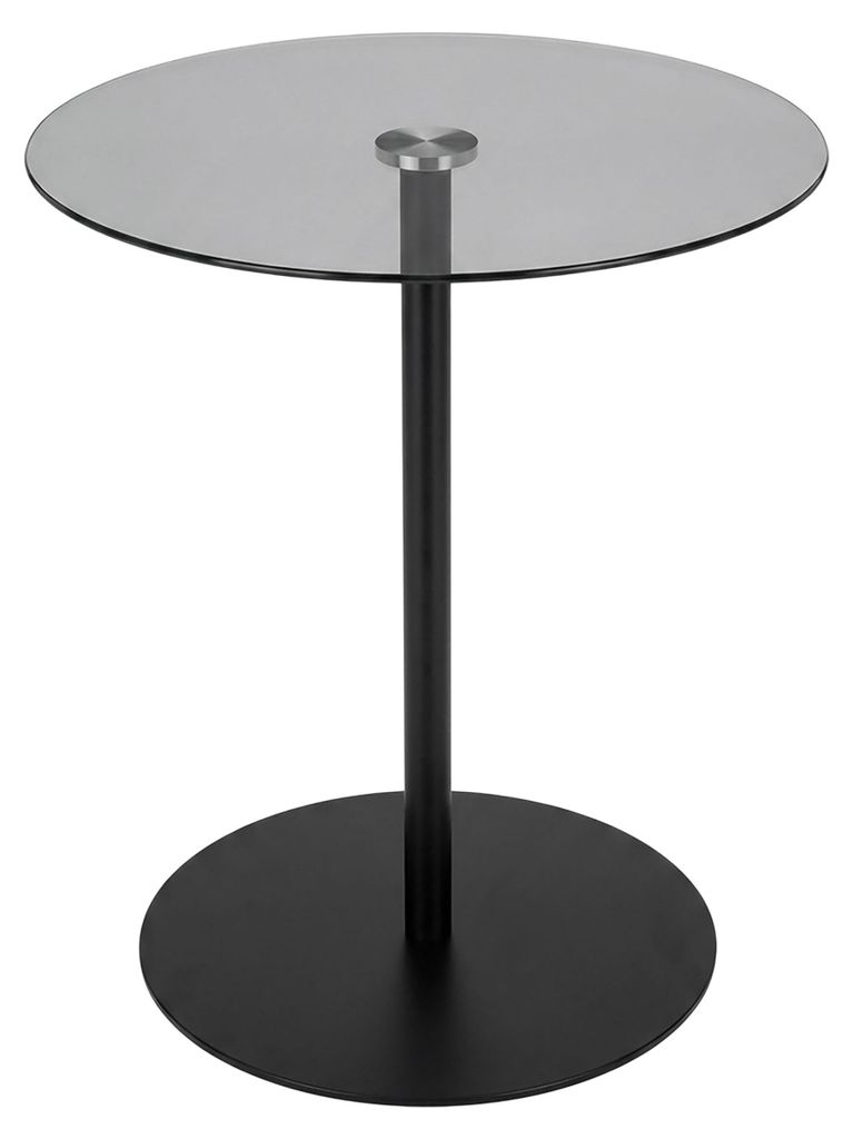 Metall Beistelltisch rund mit Glasplatte - 43 x 40 cm - Couchtisch im Modernen Bistrotisch Design