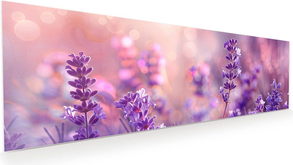 Glasbild 120x40cm in XXL für Wohnzimmer, Schlafzimmer Motiv Lavendeltraum