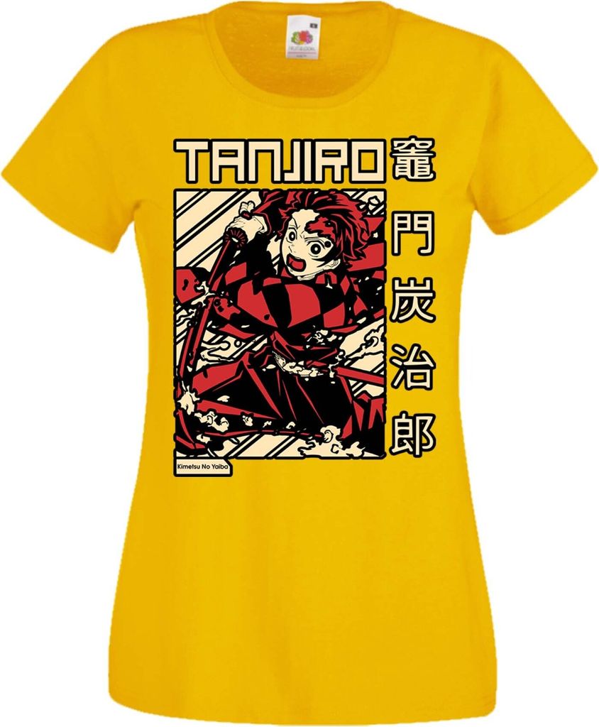 Damen T-Shirt Anime Manga Demon Anime Slayer Tanjiro Kamado 03, Lady S / Gelb