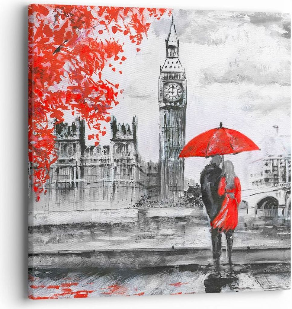Bild auf Leinwand - Leinwandbild - London Architektur big ben - 40x40cm - Wand Bild - Wanddeko - Leinwanddruck - Bilder - Kunstdruck - Wanddekorati...