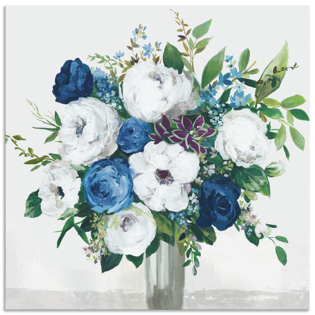 ARTland Wandbild Alu für Innen & Outdoor Weiß-Blaue Symphonie Größe: 100x100 cm