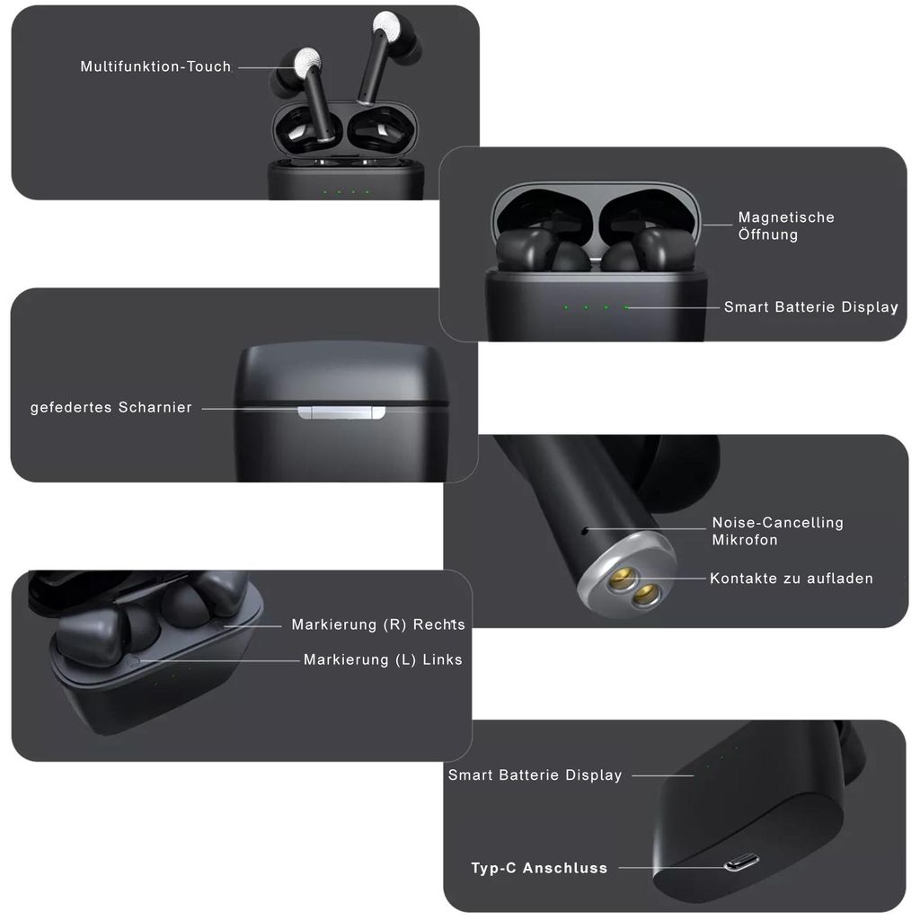 Kopfhörer Kabellos für Xiaomi 12 12x 12s Pro Lite Ultra Bluetooth In-Ear ANCKopfhörermodell:J8 Weiss
