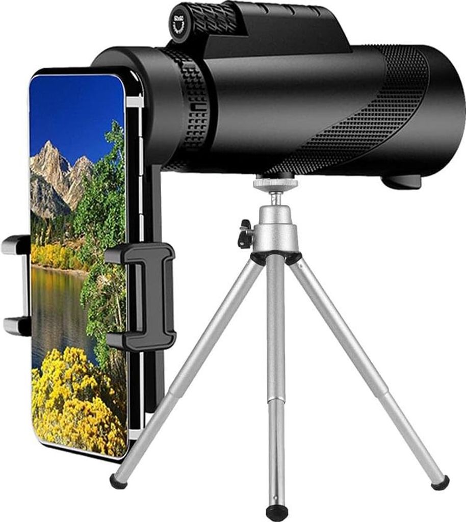 Monokular-Teleskop mit hoher Auflösung 50 x 60: für Vogelbeobachtung, Camping und Wandern - inklusive Smartphonehalterung und Stativ