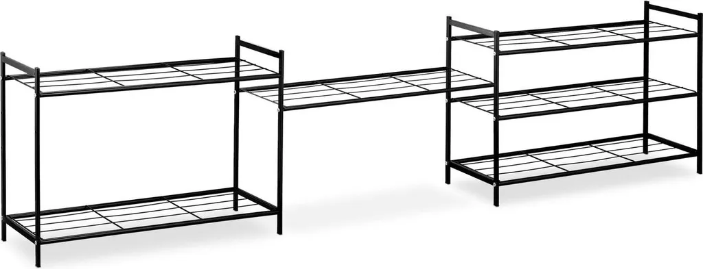 Étagère chaussures 3 étagères extensible et empilable structure acier
