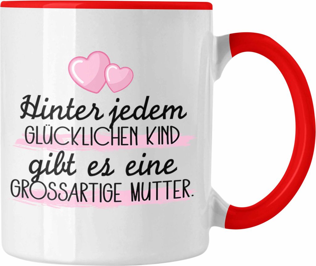 Trendation - Mama Tasse Geschenk für Mutter von Kinder Sohn Tochter Muttertag Muttertagsgeschenk Beste Mama Danke Weihnachten Geburtstag Lustig (Rot)