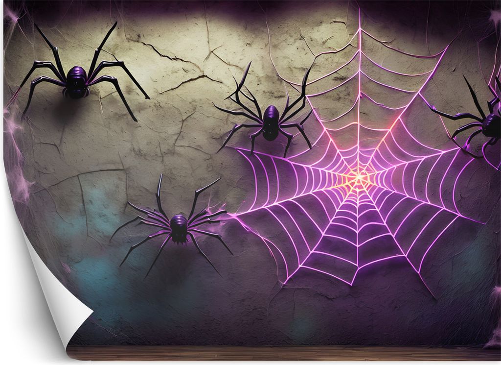 Vlies fototapete Spinnen Neon Futuristisch 200x140 cm Feeby Lila inkl. Kleber einfache Montage