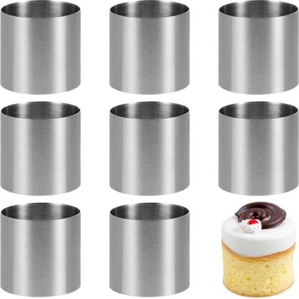 Tortenring Hoch Dessertringe Set Kleine Servierringe Backzubehör Für Kuchen Salate Schokoladenmousse 8Stück 5x5x5cm