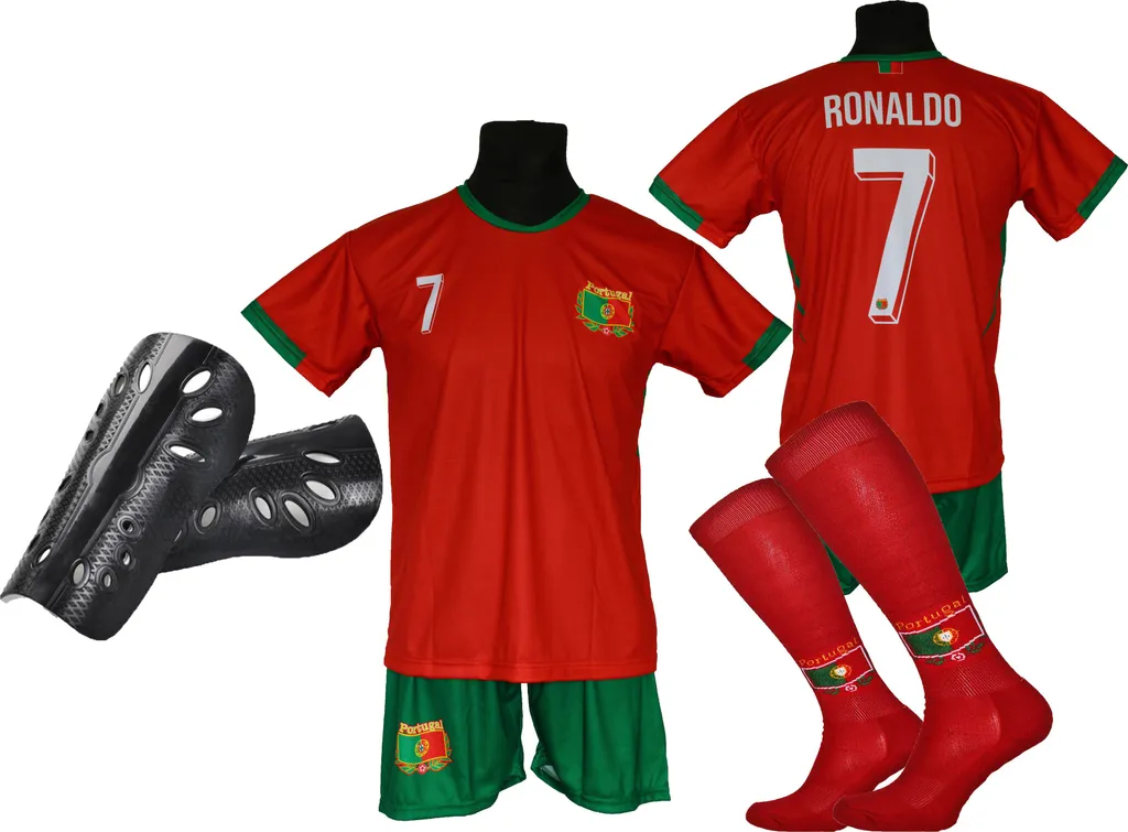 Set foot Portugal Ronaldo 128 complet : fini l'oubli des protège-tibias