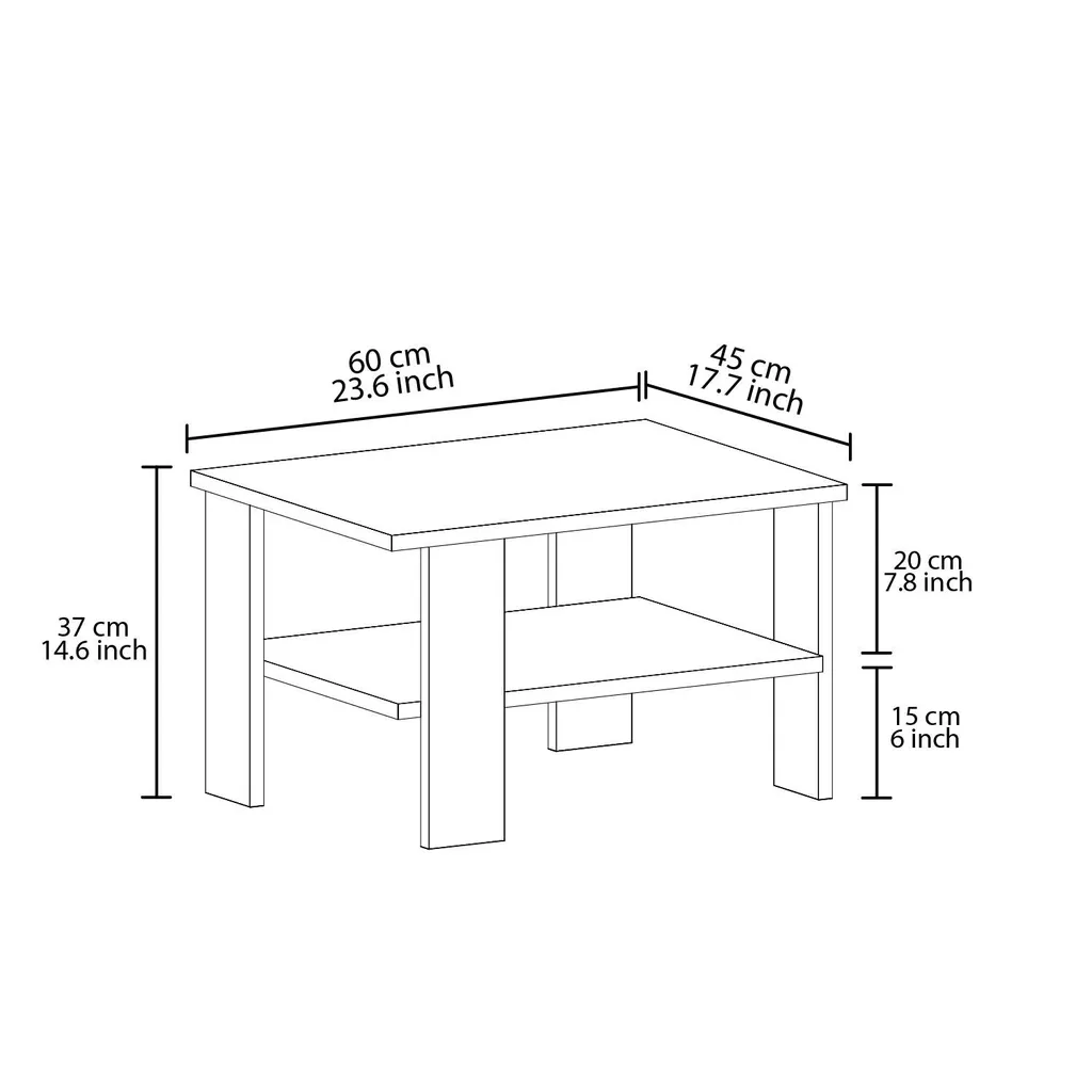 Table basse facile à nettoyer et durable en chêne pour petits espaces