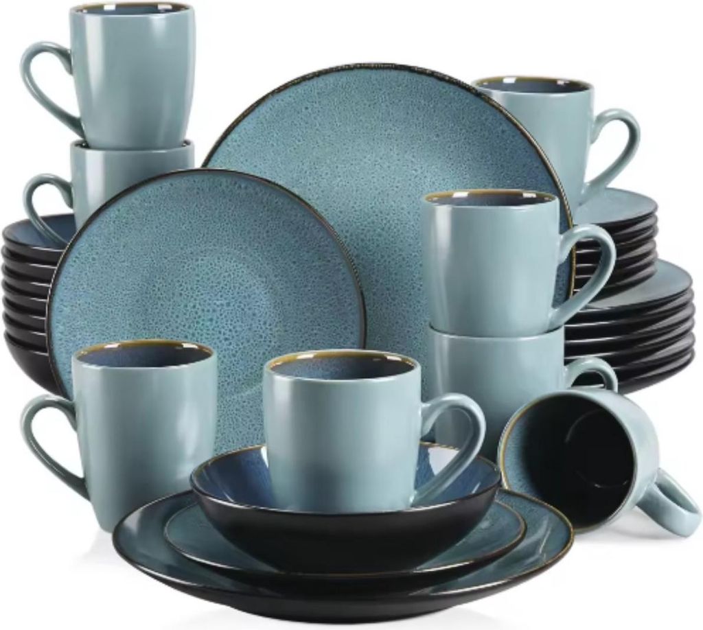 Exquisite Serviesset – 32-teilig – Keramik Grün – Essteller & Frühstücksteller – 8 Personen