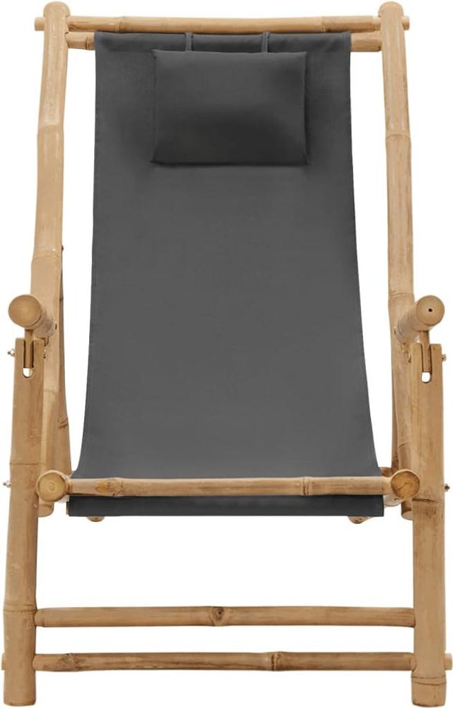 vidaXL Lehátko z bambusu a plátna Dark Grey Obrázek produktu 