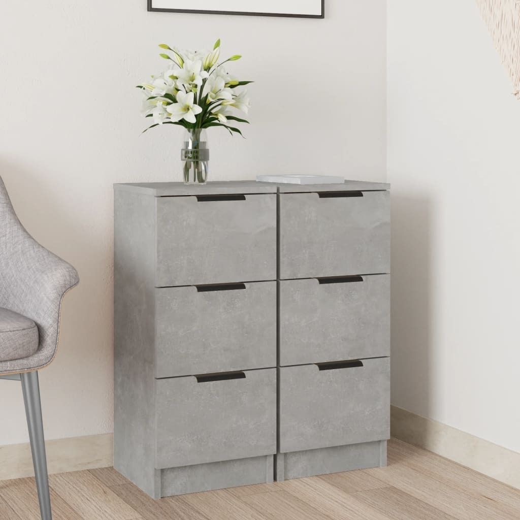 vidaXL Sideboards 2 Stk. Betongrau 30x30x70 cm Produktbild 
