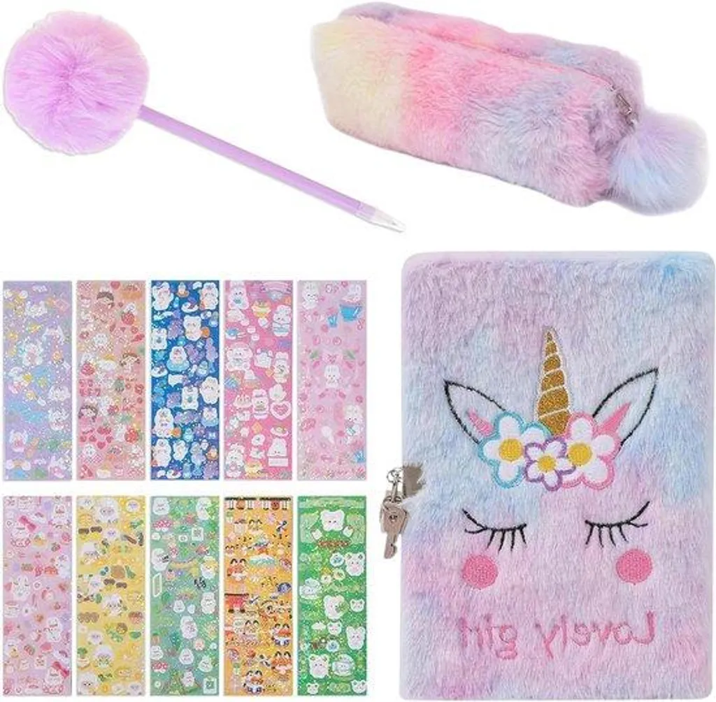 Journal intime secret licorne A5 cadeau idéal avec trousse et stylos