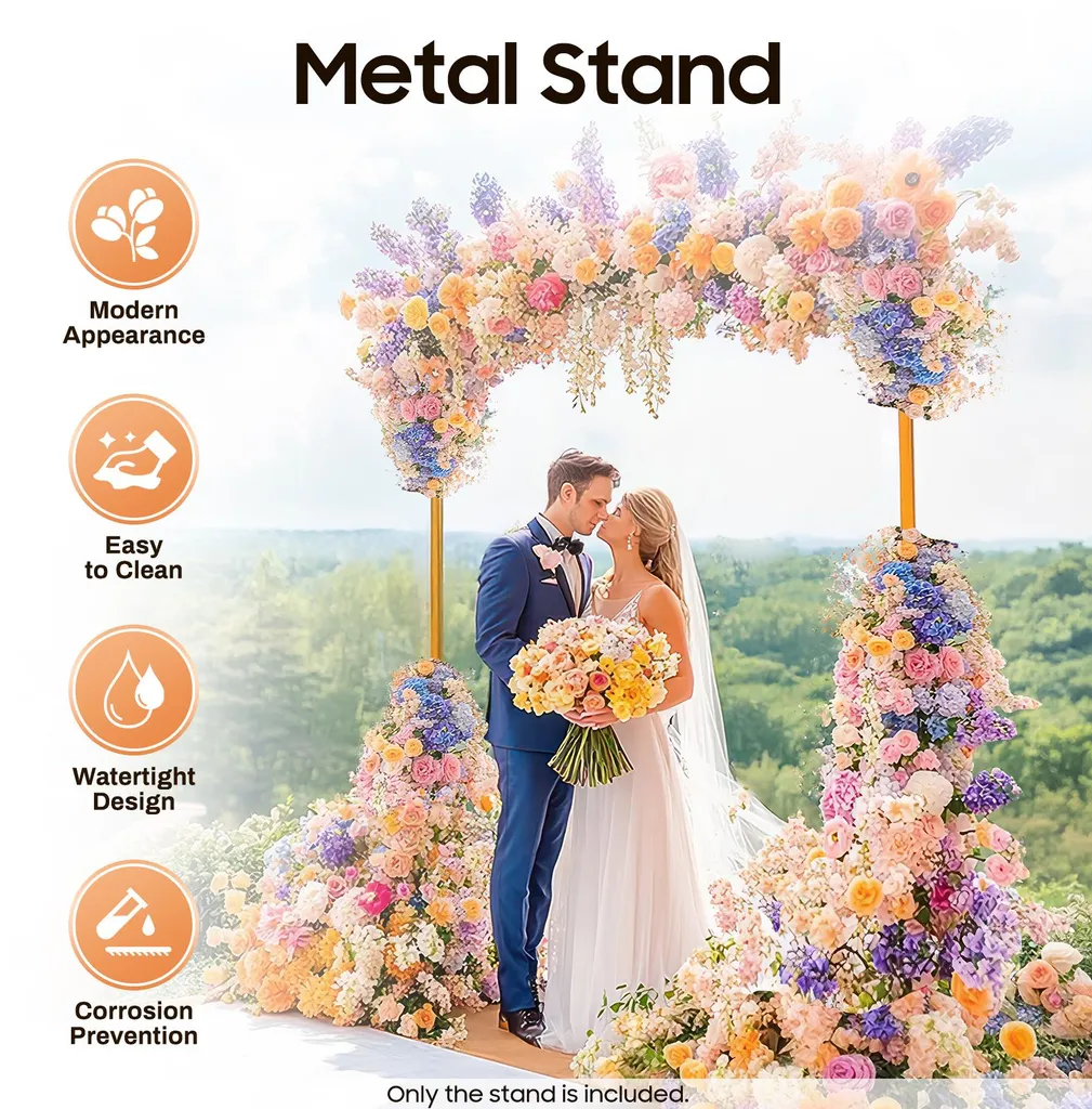 Structure arche mariage stable métal doré montage facile taille L pro - 2