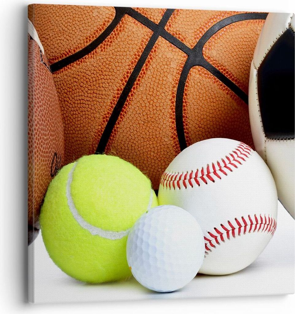 Bild auf Leinwand - Leinwandbild - Fußball Ball Sport Golf - 30x30cm - Wand Bild - Wanddeko - Leinwanddruck - Bilder - Kunstdruck - Wanddekoration...