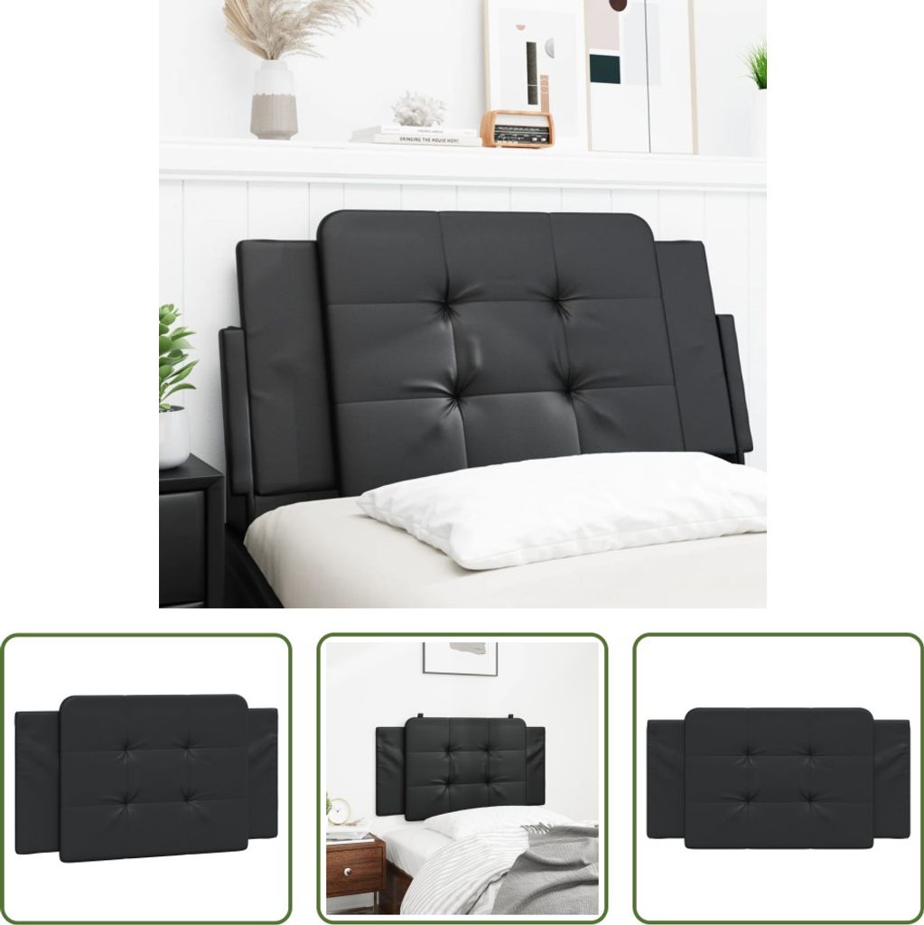 The Living Store Kopfteil-Kissen Schwarz 100 cm Kunstleder