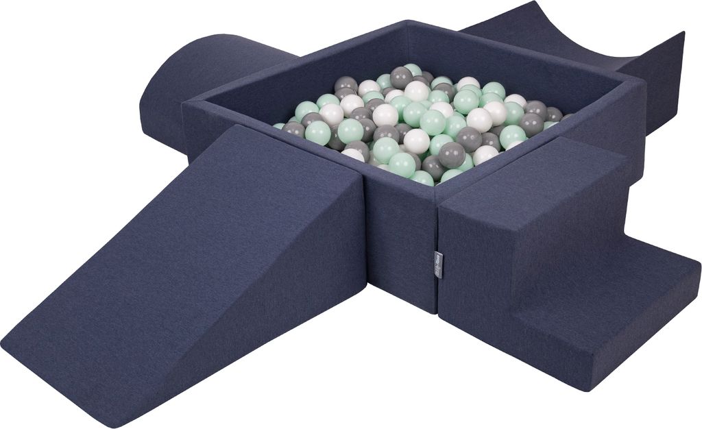 KiddyMoon Spielplatz Aus Schaumstoff Mit 300 Bälle ∅7cm Hindernisläufen Version 5 Quadrat Bällepool Mit Bunten Bällen Für Babys Und Kinder