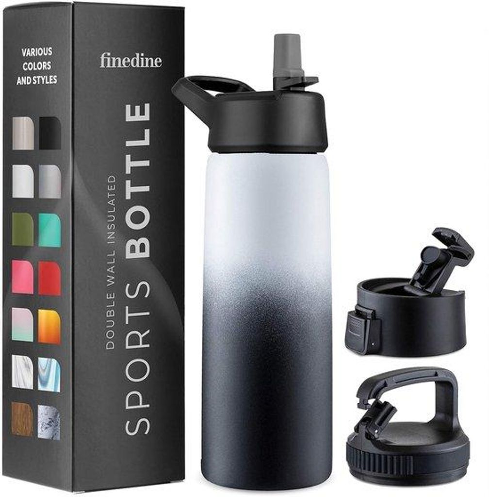 Isolierte Edelstahlflasche 750ml, 3 Dichtungen, Trinkriet, Reise, Sport