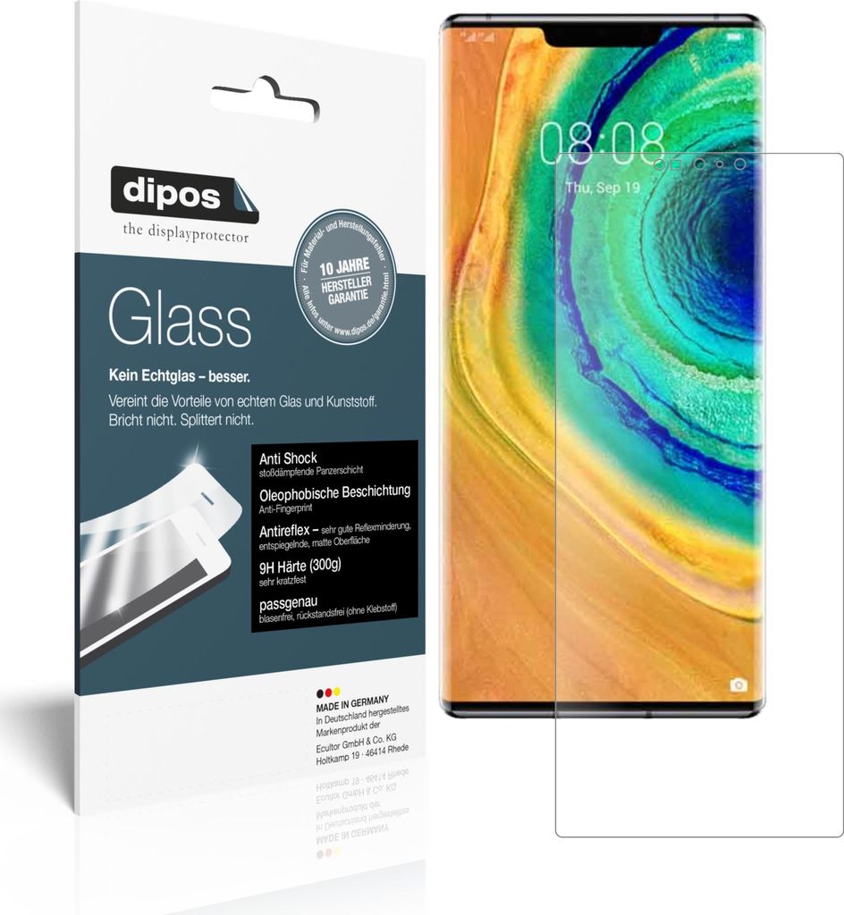 1x Schutzfolie für Huawei Mate 30 Pro matt - Anti-Shock 9H Folie dipos Glass Kunststoffglas