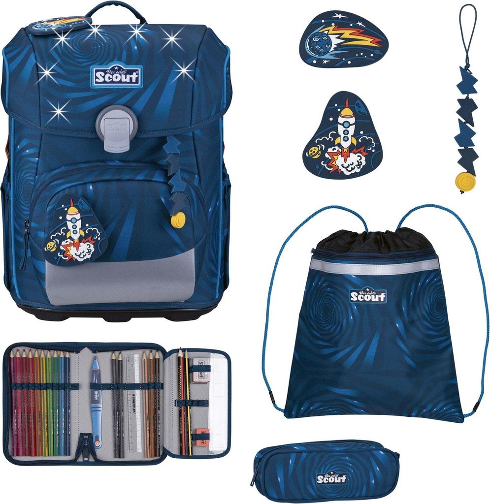 Scout Exklusiv LED Neo Rocket Rider Schulranzen Set 4tlg.