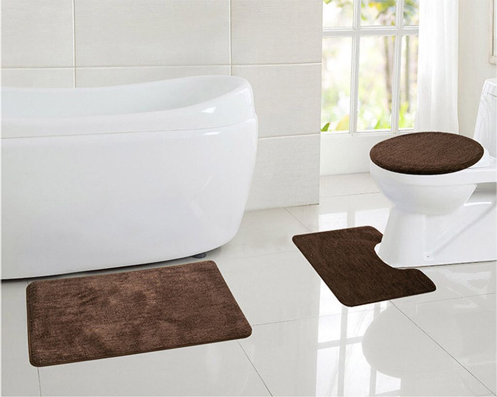3-teiliges Badezimmer Teppich-Set, rutschfeste Microfaser, Produktbild 4