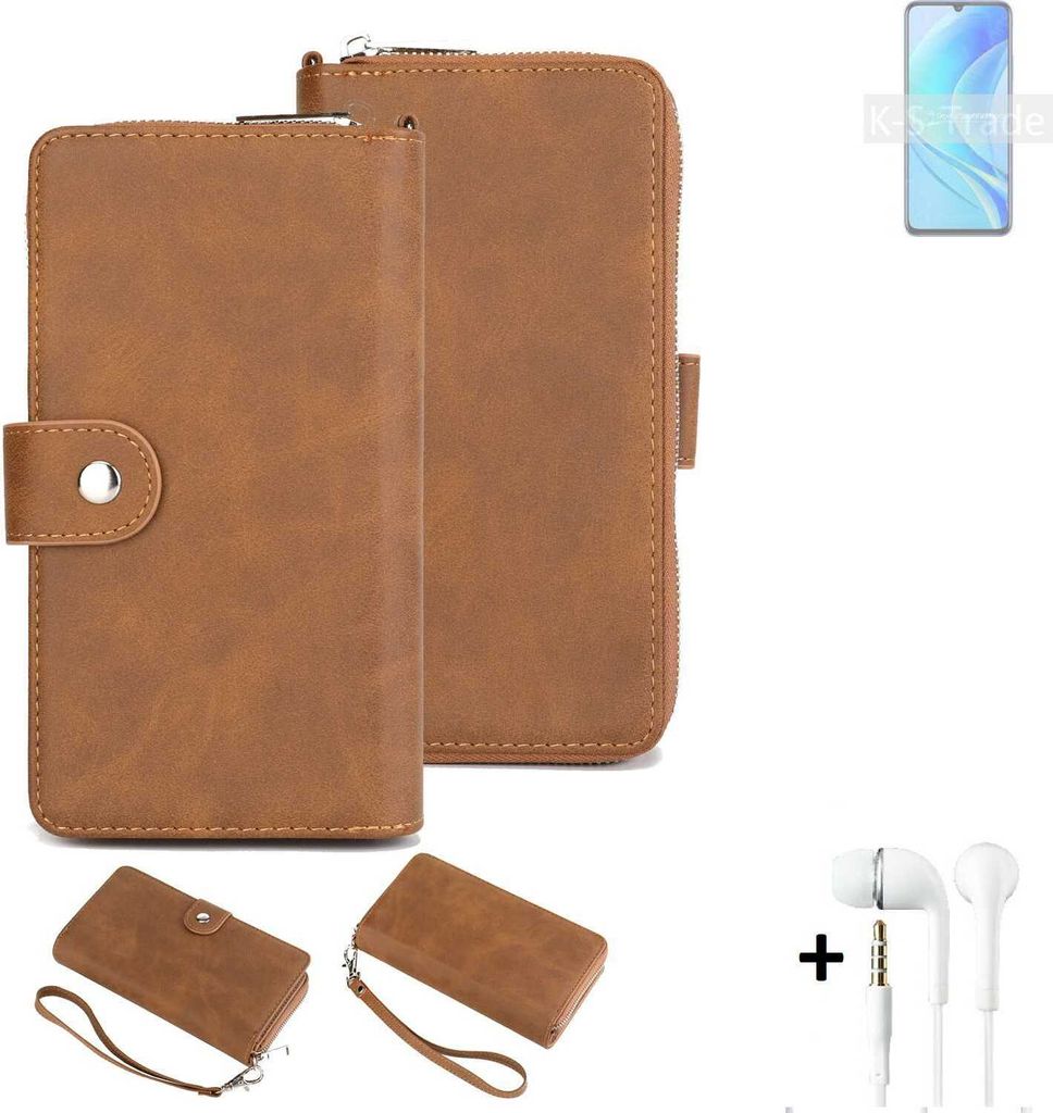 K-S-Trade 2in1 Handyhülle kompatibel mit Huawei Enjoy 50 + Kopfhörer Schutzhülle & Portemonnee Schutzhülle Tasche Handytasche Case Etui Geldbörse