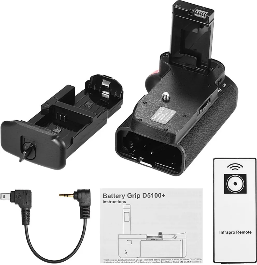 Grip de batterie vertical pour Nikon D5100 et D5200 avec déclencheur