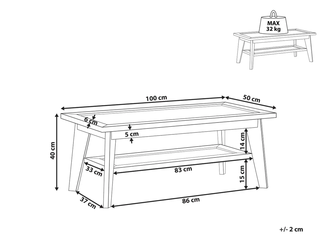 Table basse Simla Lumarko en bois clair massif et piètement robuste - 3