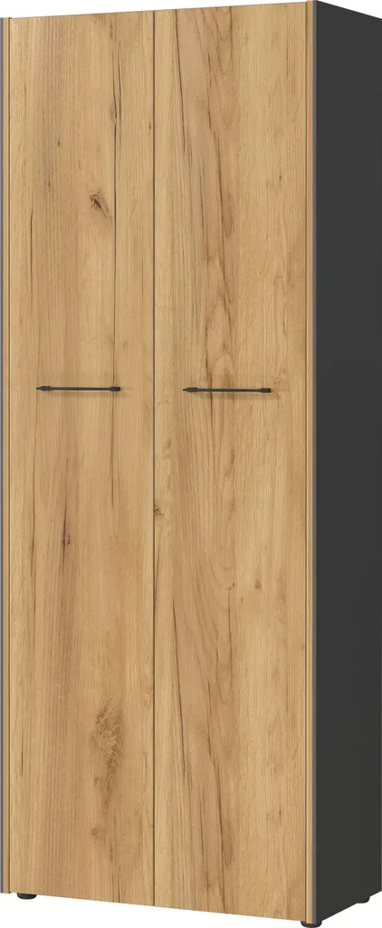 Armoire Robert 196 cm anthracite et chêne avec portes verrouillables