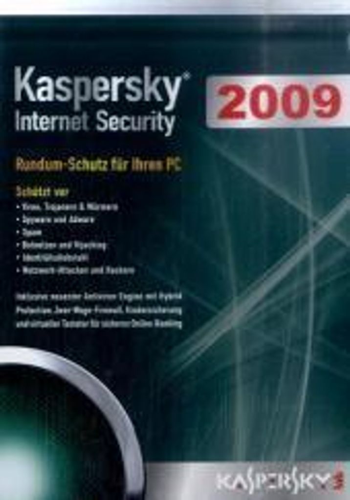 Kaspersky Lab Internet Security 2009, 1 User, DVD, Box, DE, Box, 5 Benutzer, 50 MB, 256 MB, 300 MHz, -Microsoft Windows XP Home / Professional(x64)