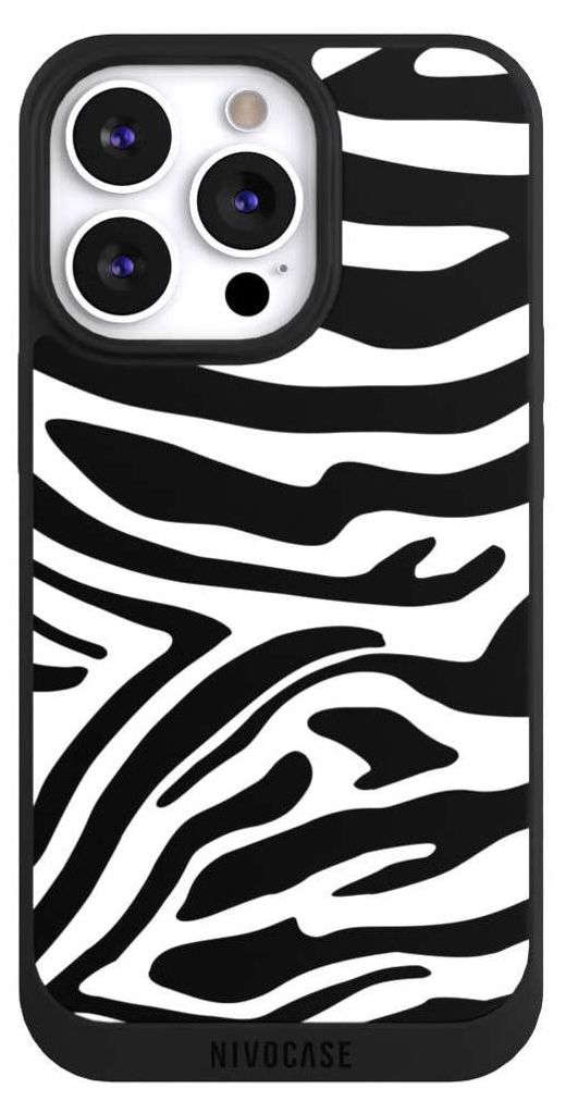 NIVOCASE Handyhülle für Apple iPhone 13 Pro Hülle NIVOpure Case Schwarz Animal-Look Animalprint Zebra