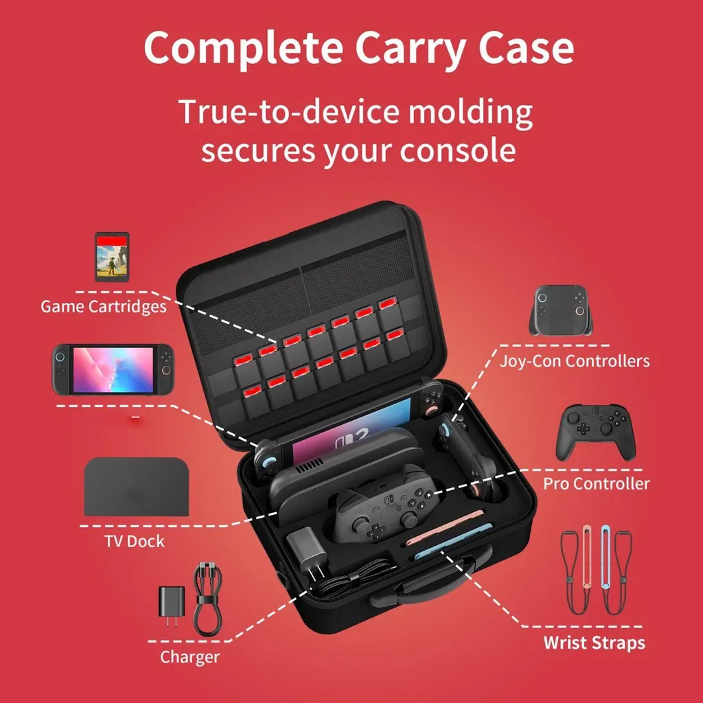 Sac de Rangement Nintendo Switch 2 Gris avec Compartiments Multiples - 4