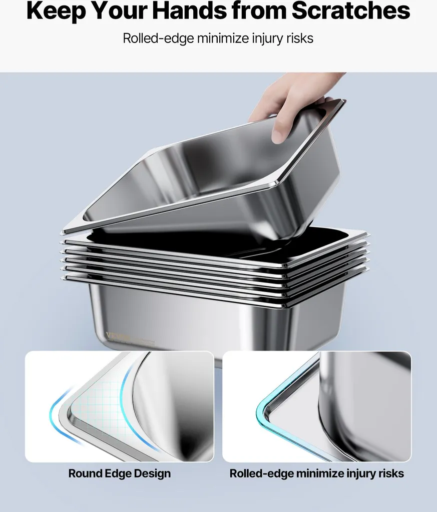 VEVOR Vaschette Inox GN 1/2 - 6 Pezzi da 6L per le tue Feste in Famiglia - 5