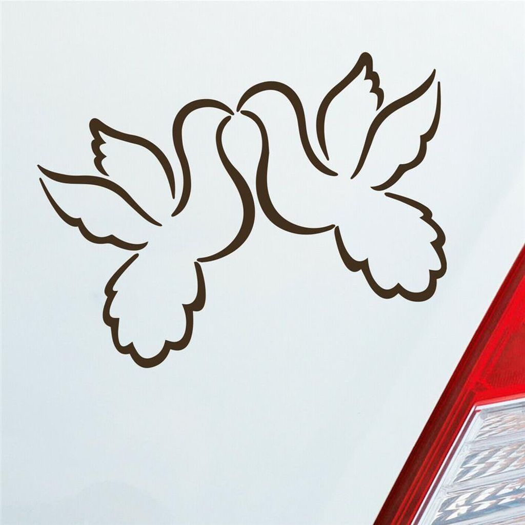 Auto Aufkleber Liebestauben Liebe Love Taube Hochzeit 12x9 cm Braun Sticker Heckscheibenaufkleber