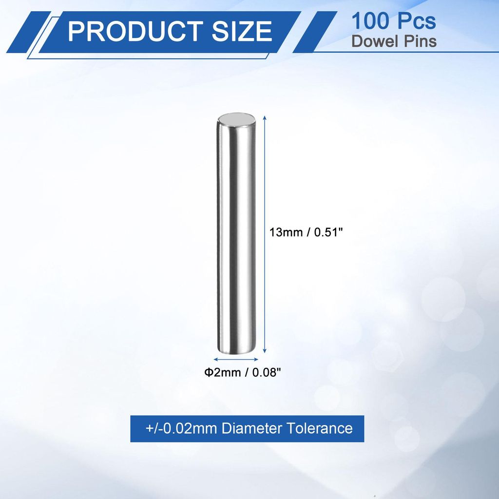 100 Stš¹ck Zylinderstifte Rostfrei, 2x13mm Spannstift Passstift, Silberton Metallstifte Metallstifte, Dš¹belstifte Bolzen Metall fš¹r DIY, M?...