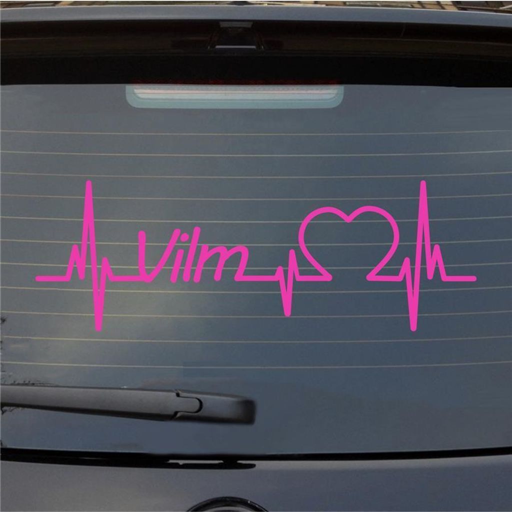 Heckscheibenaufkleber Vilm Herzschlag Puls Insel Ostsee Liebe 55x19 cm Pink Auto Aufkleber Sticker