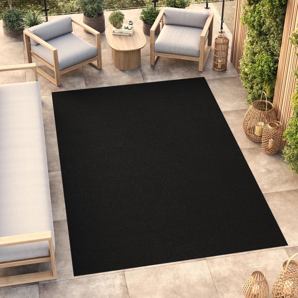 Tapiso Outdoor Teppich MONO Modern Schwarz Indoor/Outdoor 140 x 200 cm