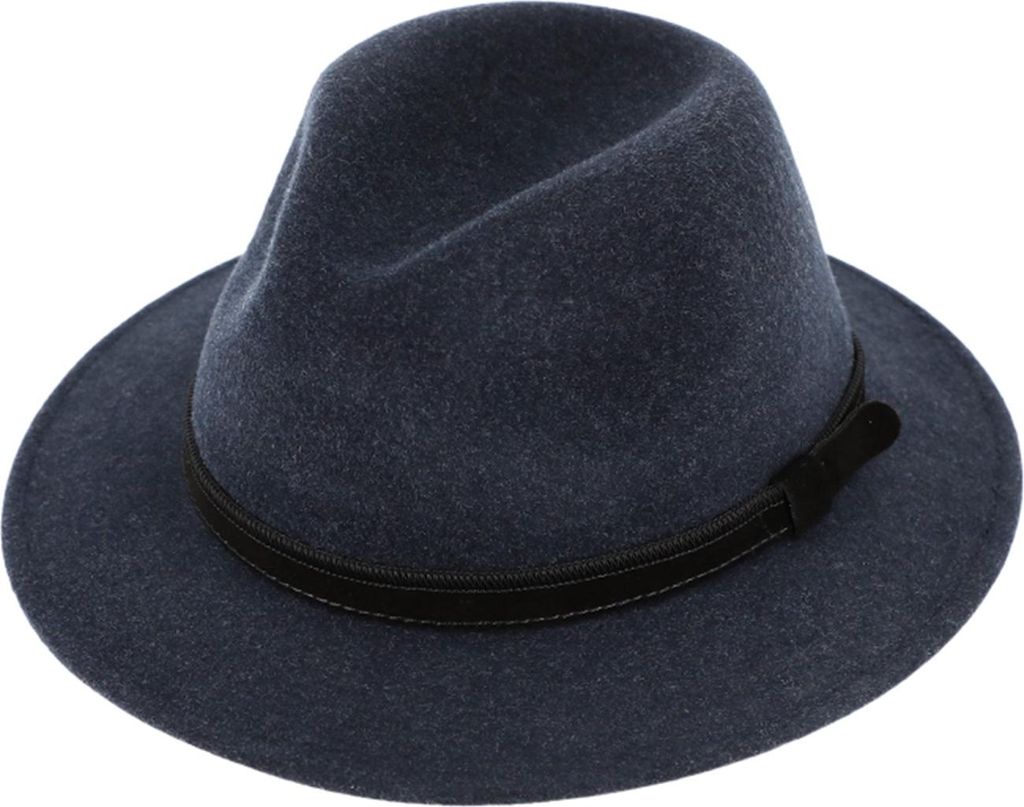 Fiebig Wollfilzhut Traveller rollbar mit Ohrenklappen, blau, Gr. 63/XXL