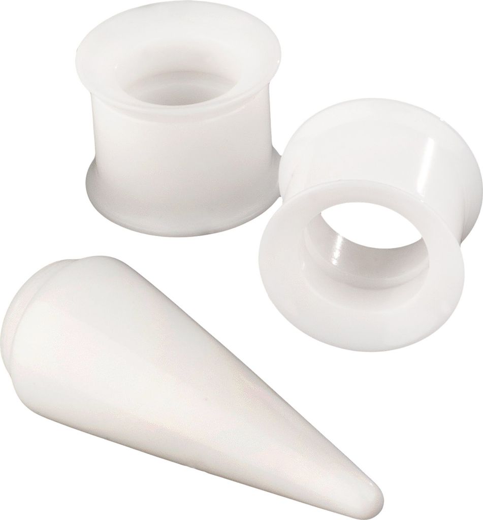 viva-adorno 3er Set 3mm Acryl Dehnungsset 1 Dehnungsstab + 2 Flesh Tunnel Plug Innengewinde schwarz weiß Größe 3 - 18mm EX9, weiß