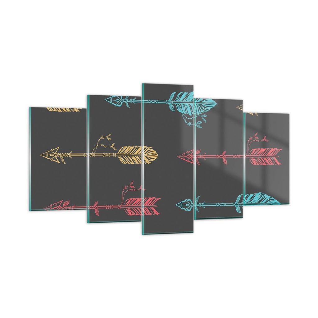 Bilder auf glas - Pfeil Feder - 160x85cm - Glasbilder - Wandbilder - Bilder - Kunstdruck - zum Aufhängen bereit - Wanddekoration aus Glas - Glas B...