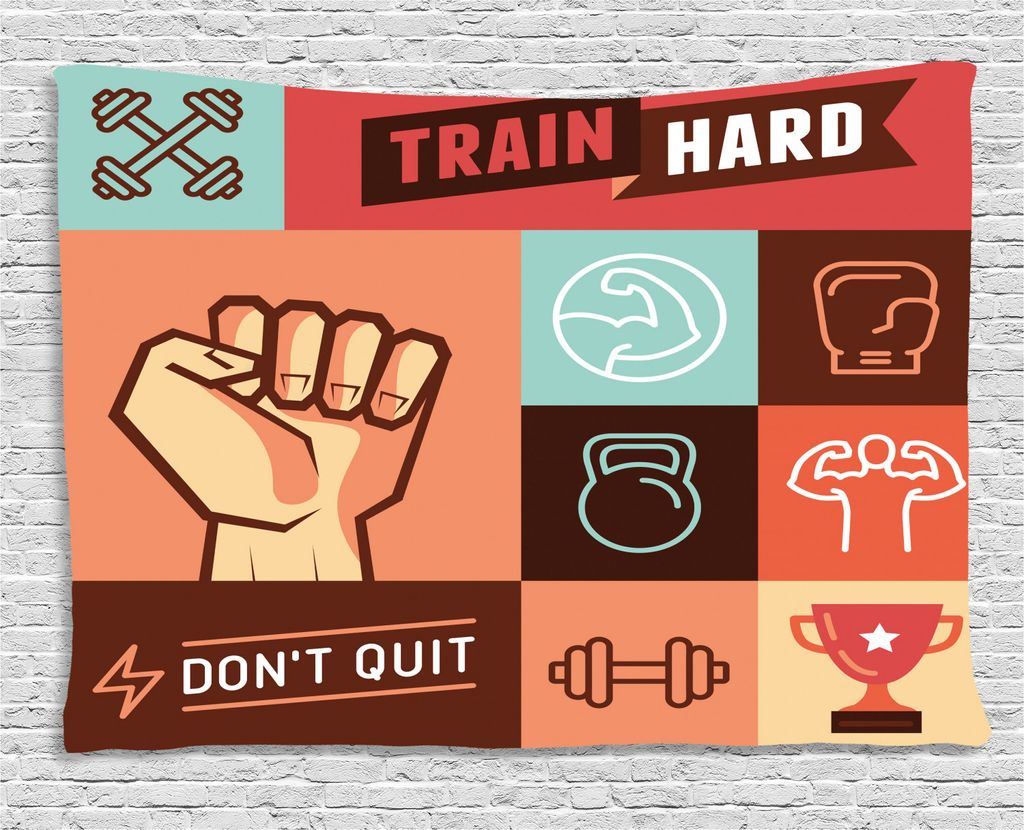 ABAKUHAUS Fitness Wandteppich, Trainingsleistung, Wohnzimmer Schlafzimmer Heim Seidiges Satin Wandteppich, 200 x 150 cm, Mehrfarbig