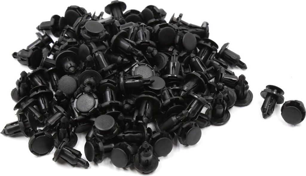 100 Stk 9mm Plastik Druck Nieten Befestigung Clips Schwarz f? PKW DE de