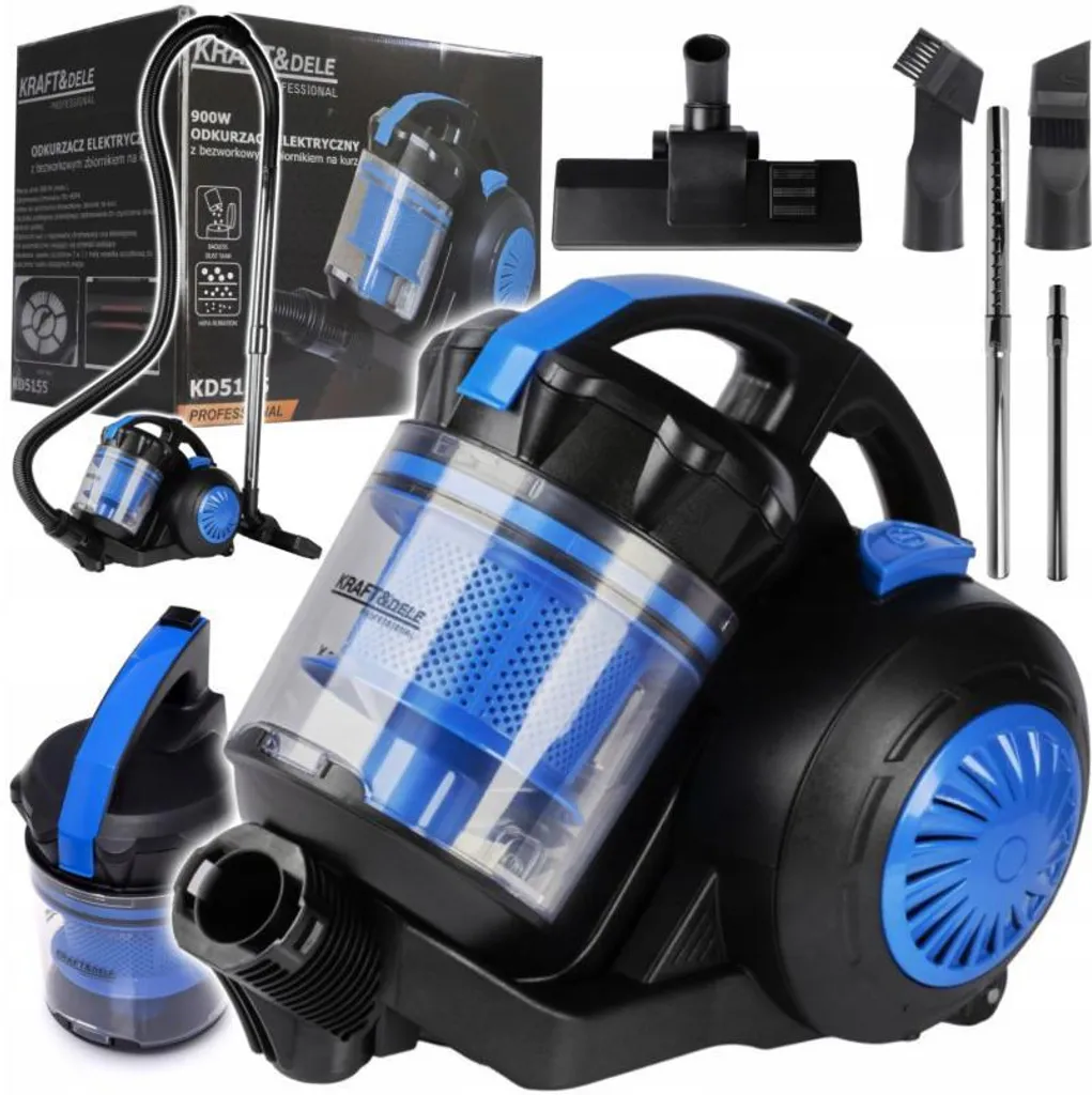 Kraft&Dele KD5155 Aspirapolvere per Nuova Casa - 900W Senza Sacco
