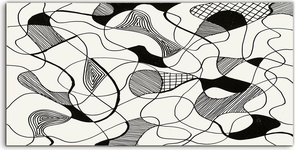 Coloray Acrylbild 140x70 Wandbild Acrylbilder Abstrakte Schreibstift & Tintenskizze