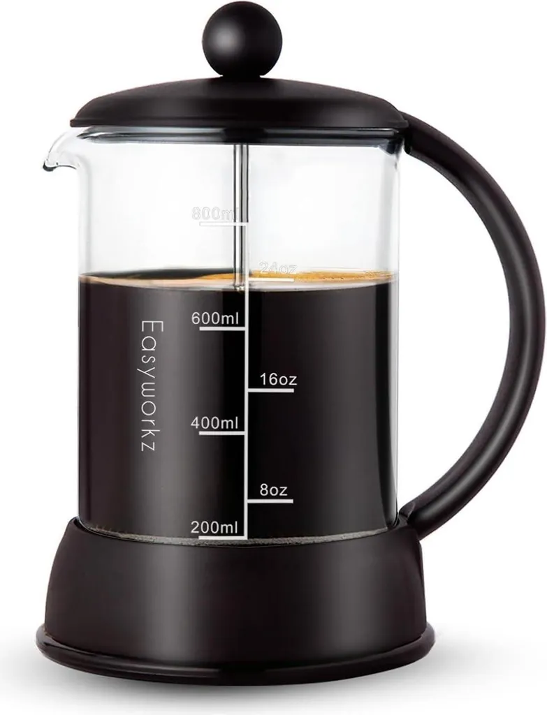 Caffettiera French Press 800ml | Sistema Filtrazione 4 Livelli Borosilicato