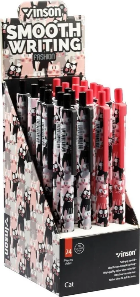 Stylo anti-tache automatique Fashion Cat F2 bleu lot de 24 unités
