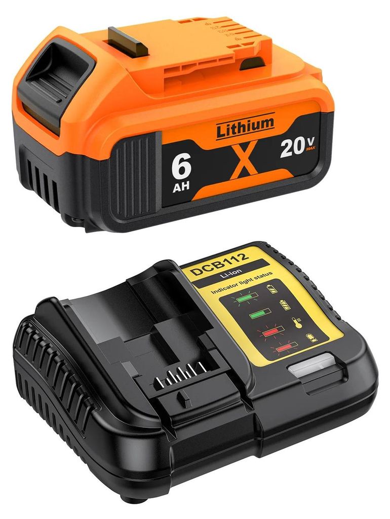 Li-Ion Akku und Ladegerät - Ersatzakku für 20V MAX 18V DCB200 - 6,0 Ah Kapazität - 4 A Schnellladegerät - Für kabellose Bohrschrauber