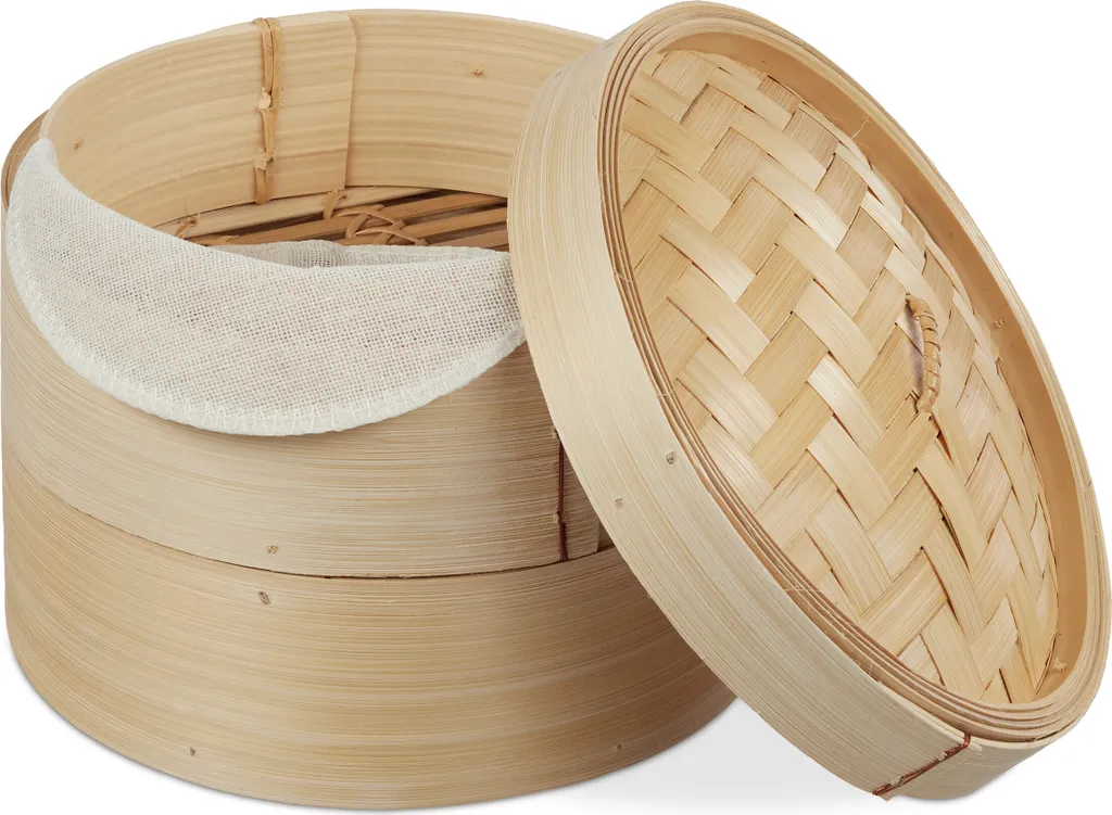 Vaporiera Cinese Relaxdays 20,5 cm | Miglior Cestello Bambù per Ravioli