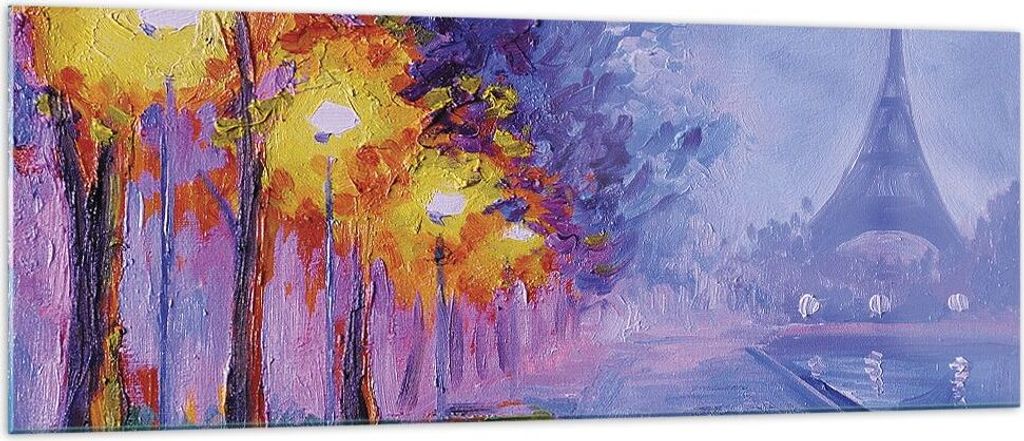 Bilder auf glas - Einteilig - Paris Laternen Eiffel - 140x50cm - Glasbilder - Wandbilder - Bilder - zum Aufhängen bereit - Wanddekoration aus Glas...