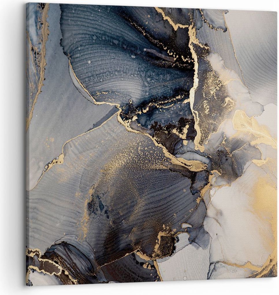 Bild auf Leinwand - Leinwandbild - Einteilig - Dunkel Abstraktion Gold - 50x50cm - Wand Bild - Wanddeko - Wandbilder - Leinwanddruck - Bilder - Wan...